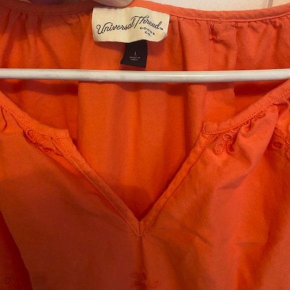 Universal Thread Eyelet Coral Fit & Flare Mini Dress - Picture 2 of 5